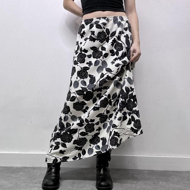Grey graphic floral maxi skirt