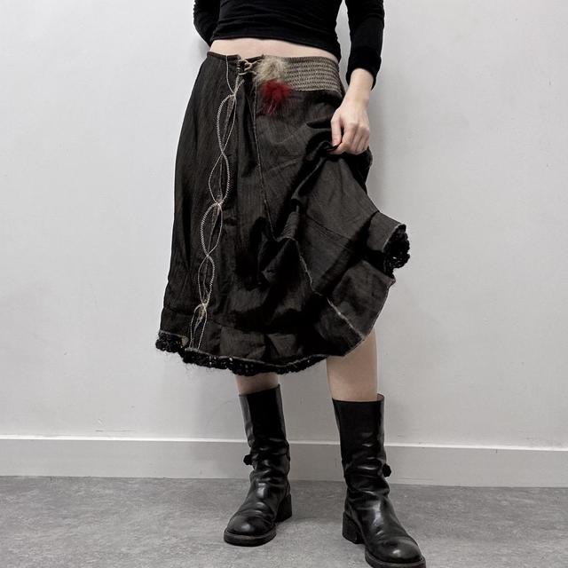 Grunge pinstripe layered puff skirt