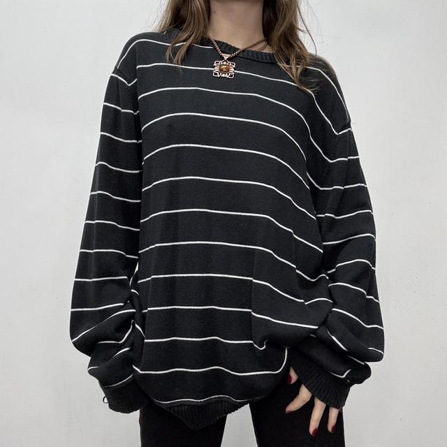 Black chunky knit pinstripe jumper