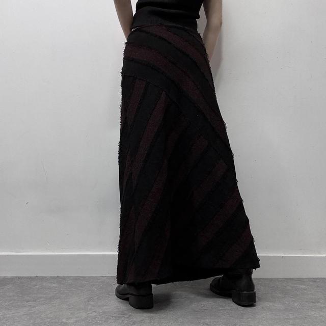 Textured striped maxi flare skirt