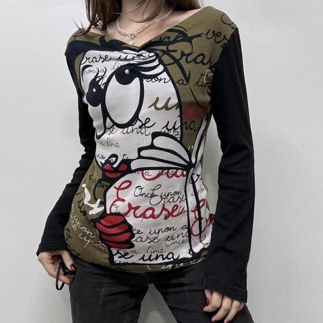 Y2K abstract graphic printed T-shirt