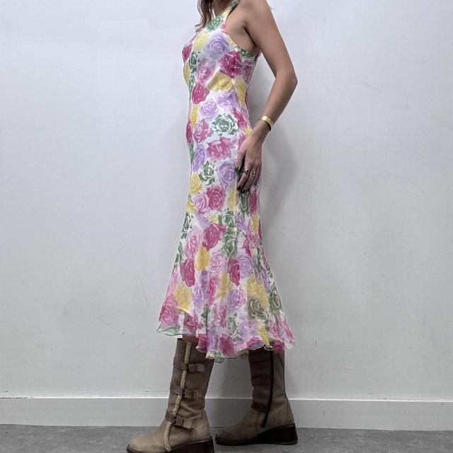 Sheer crinkle silk watercolour floral dress