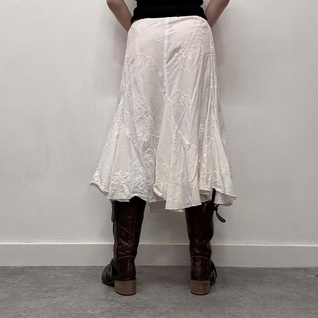 White cotton flared maxi skirt