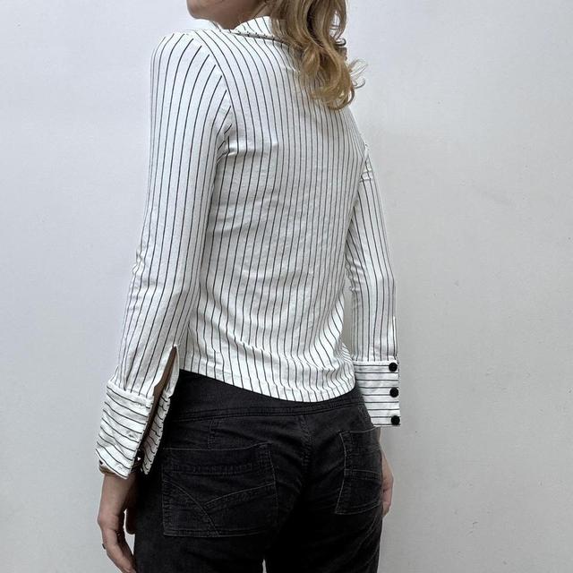 Pinstripe jersey crop shirt