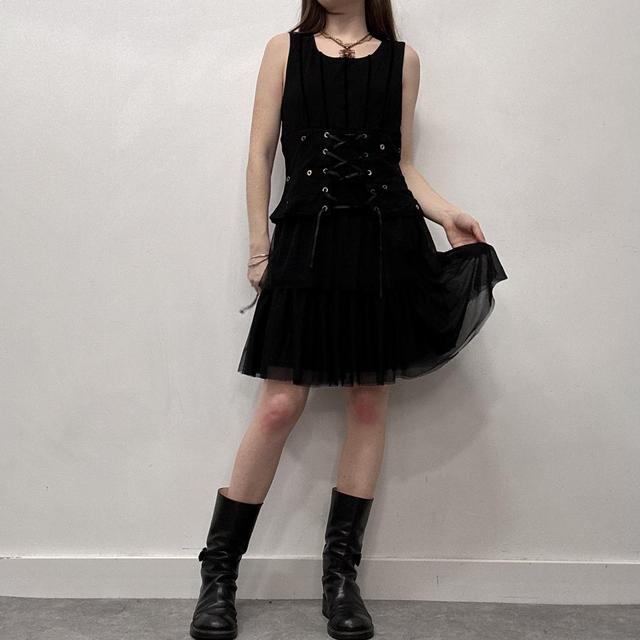 Black corset grunge eyelet dress