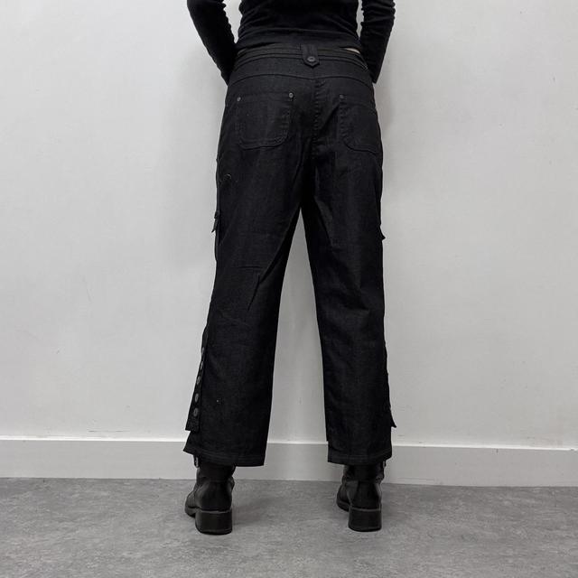 Dark denim utility cargo pants