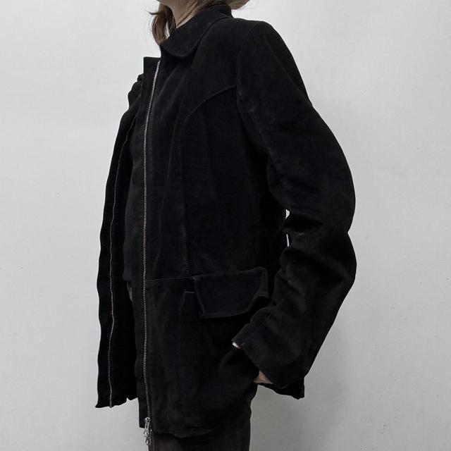 Black suede leather blazer