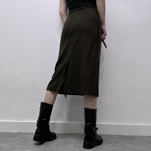 Khaki aline wool skirt