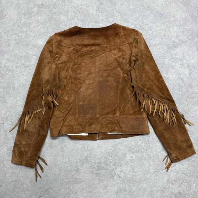 Western tassel leather suede jacket