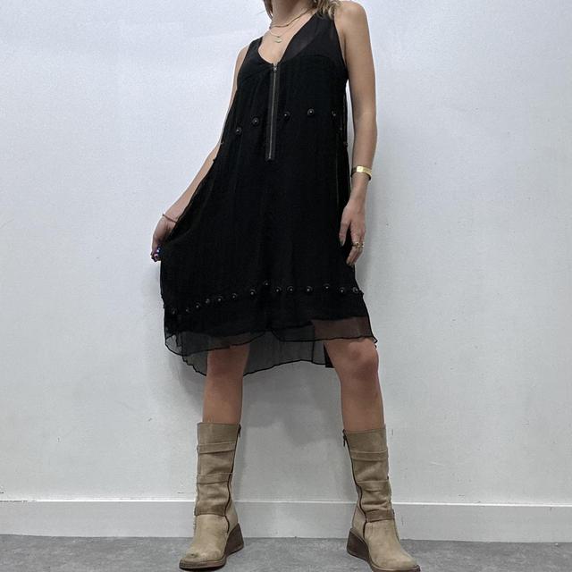 Sheer layered crinkle grunge dress