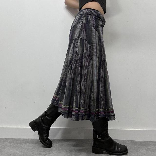 Flared pinstripe midi skirt