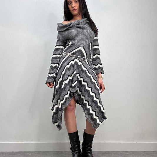 Knitted slouchy wool dress