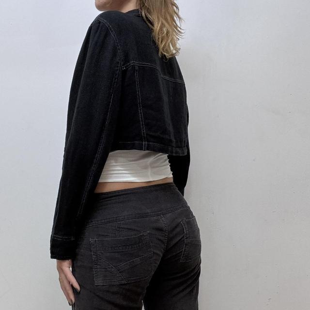 Cropped black linen jacket
