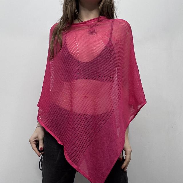 Sheer pink knit Save the Queen cape poncho