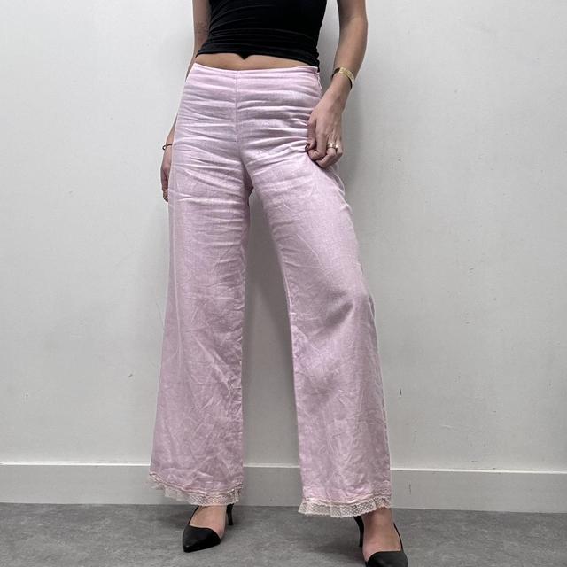 Pink lace wide leg trousers