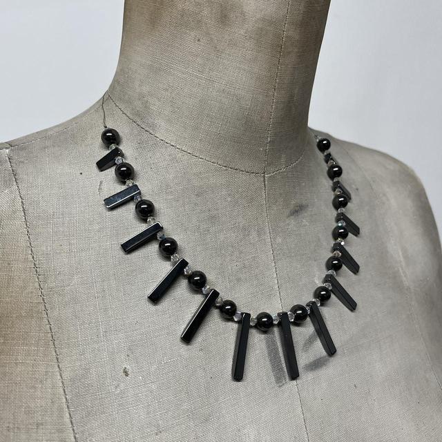 Beaded gothic hematite necklace