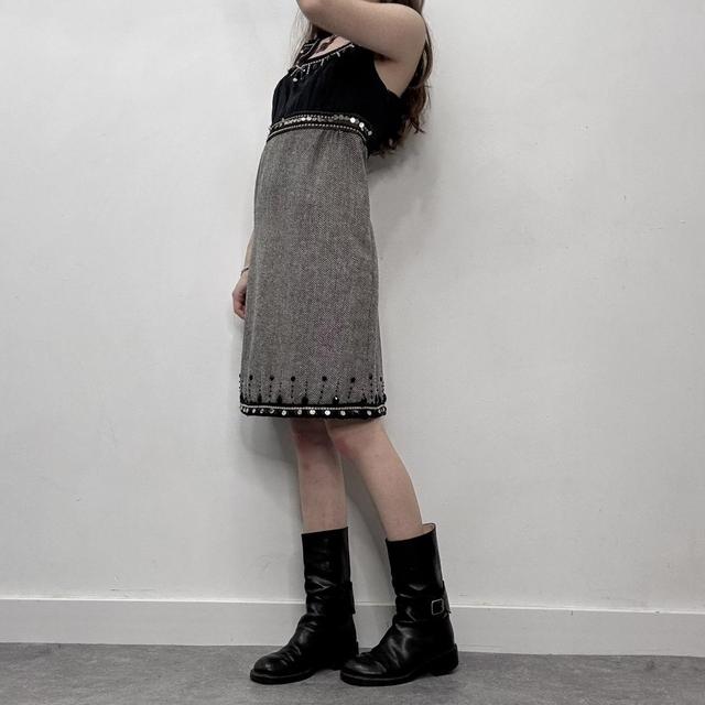 Tweed office-core embellished midi dress