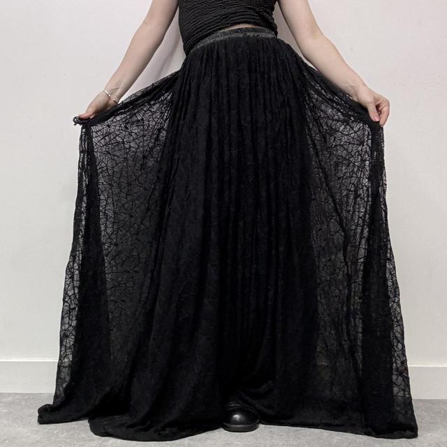 Gothic sheer black mesh maxi skirt