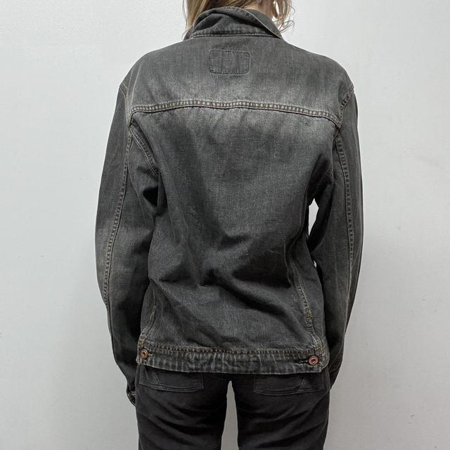 Black denim distressed jacket