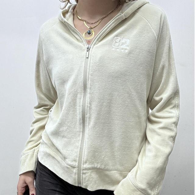 Velvet cream slouchy hoodie