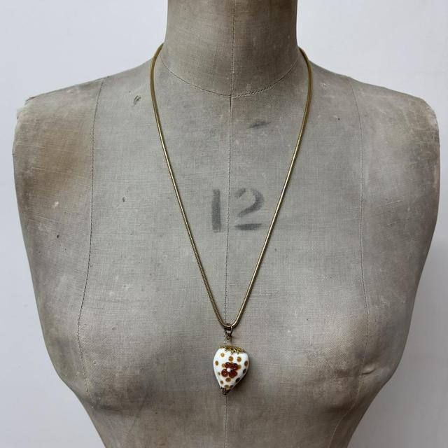 Long glass love heart necklace