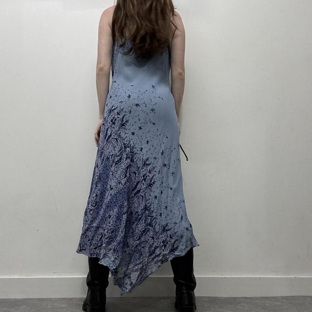 Blue floral 90s bias dress