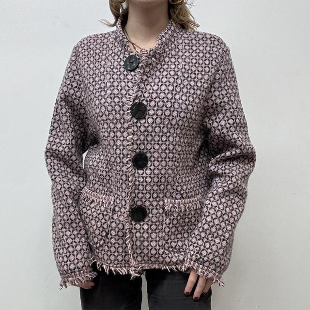 Pink patterned wool cardi jacket