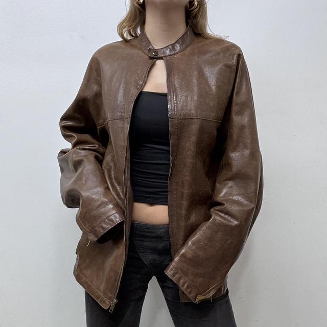 Brown soft leather jacket