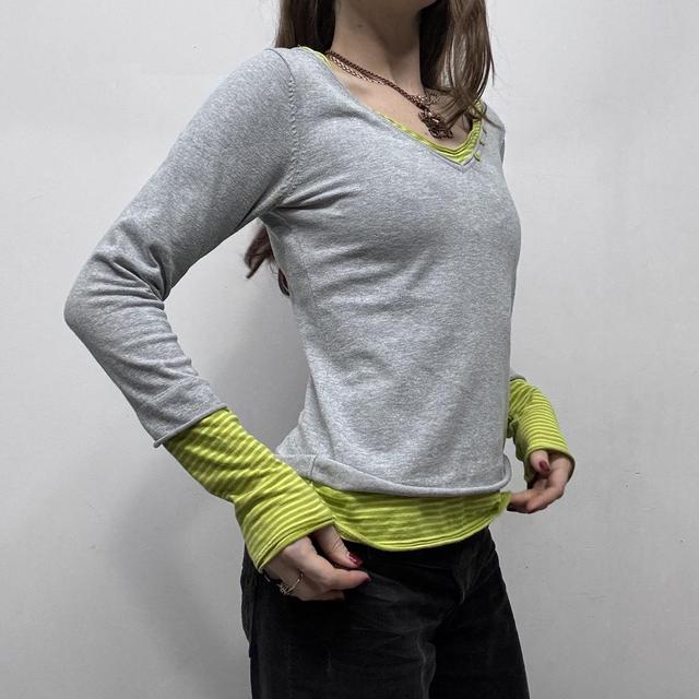 Pinstripe layered flared jumper
