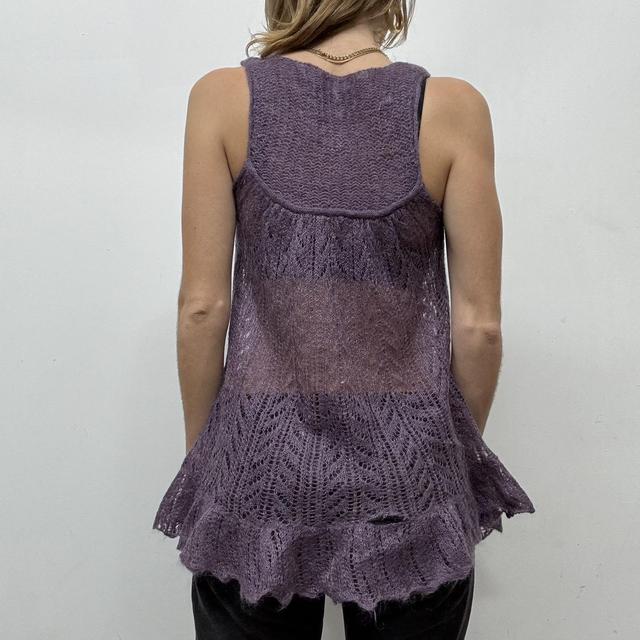 Sheer knit pointelle vest