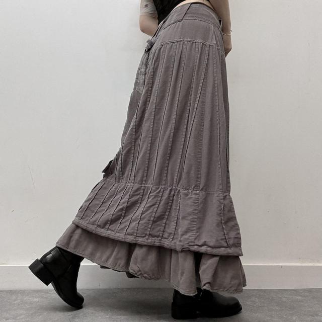Pinstripe archival cargo maxi skirt
