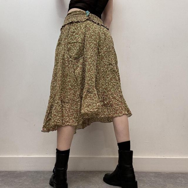 Green floral summer skirt