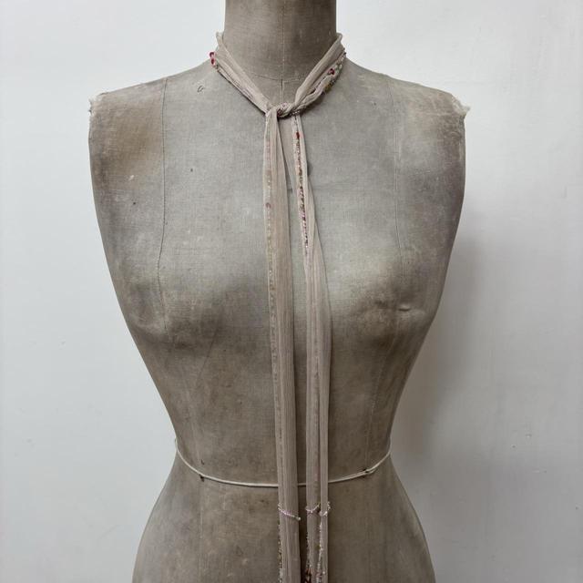 Sheer cream fairy beaded y2k thin scarf