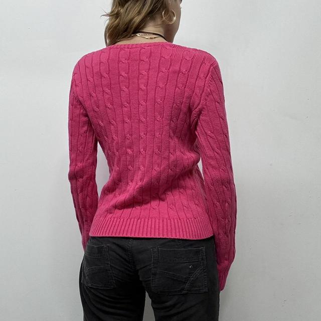 Slouchy pink cable knit jumper