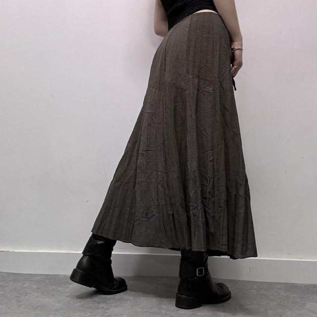 Grey pinstripe pleated pinstripe maxi skirt