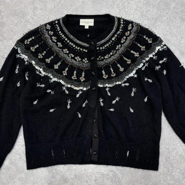 Black cropped beaded cardigan