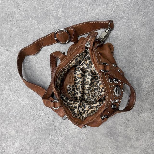 Tan leather studded mini bag