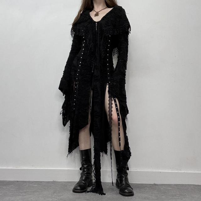 Black lace grunge flare dress cardigan