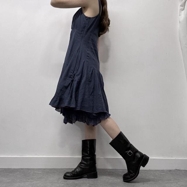 Blue cargo puff ruffle dress
