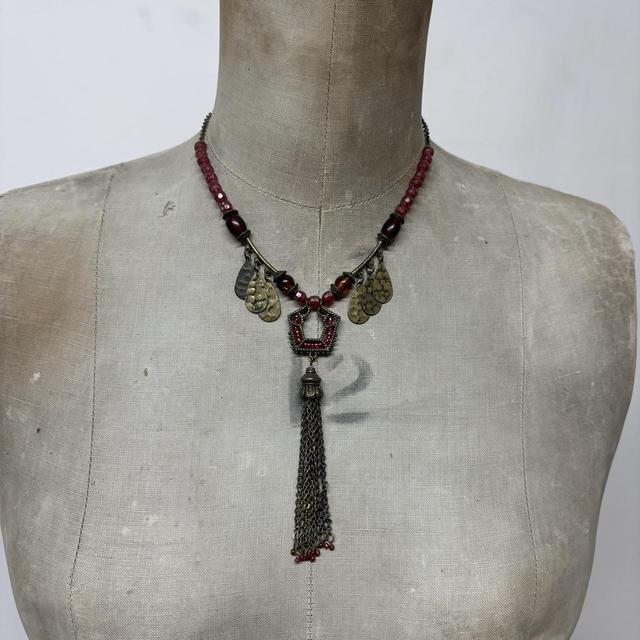 Boho hammered metal chain necklace