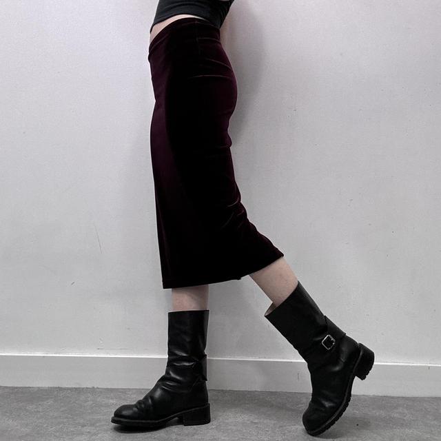Dark red burgandy midi skirt