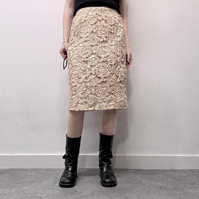 Cream lace coquette midi skirt
