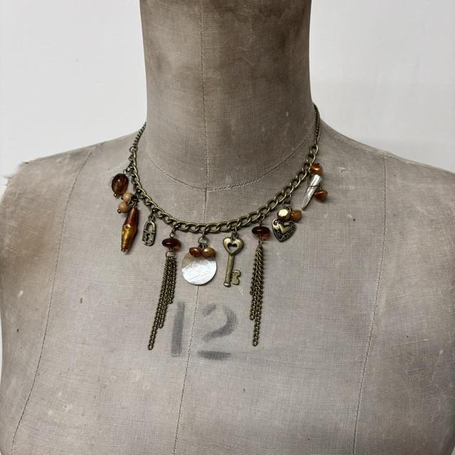 Vintage brass charm necklace