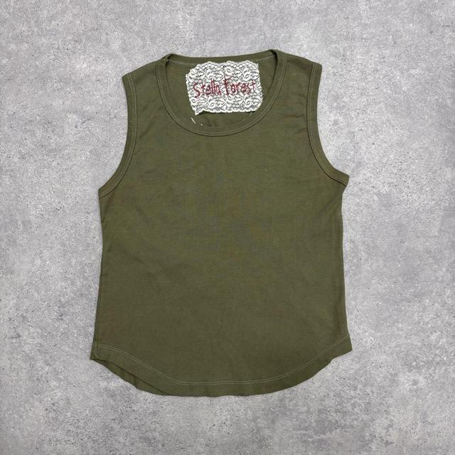 Khaki graphic embelsihed vest