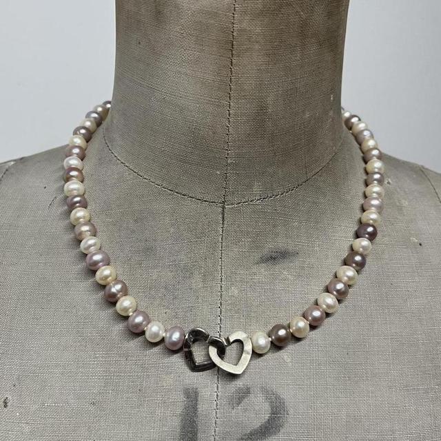 Genuine Pearl heart necklace