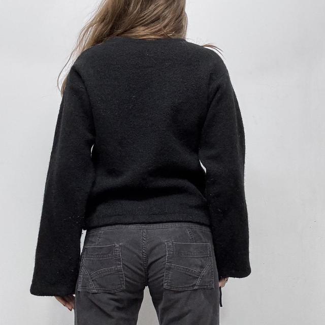 Black boiled wool boxy slouchy knit jumper