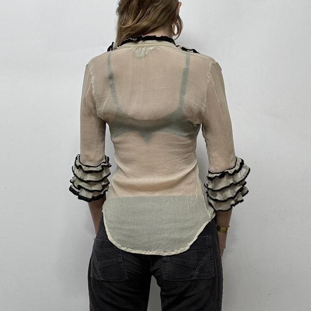 Lace silk ruffle blouse