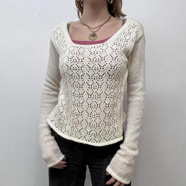 Cream mohair sheer layered jumper