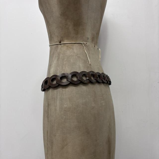 Woven brown leather belt
