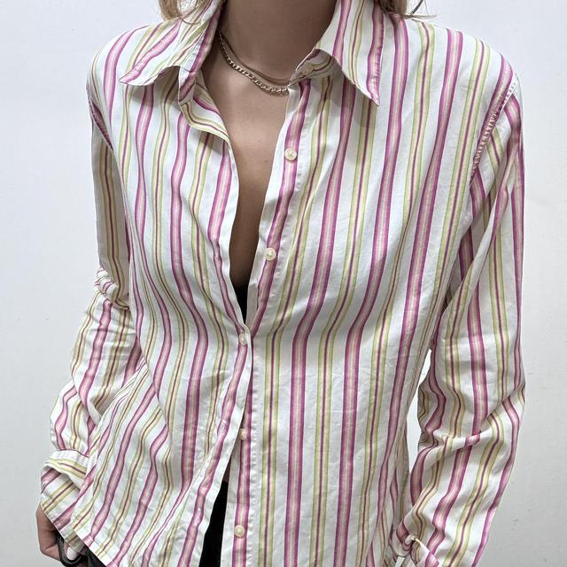 Flared pinstripe fitted shirt